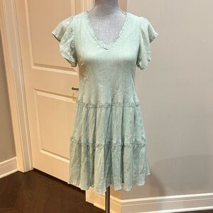 Altar'd State Mint Flutter Sleeve Lace Trim mini Dress size small
